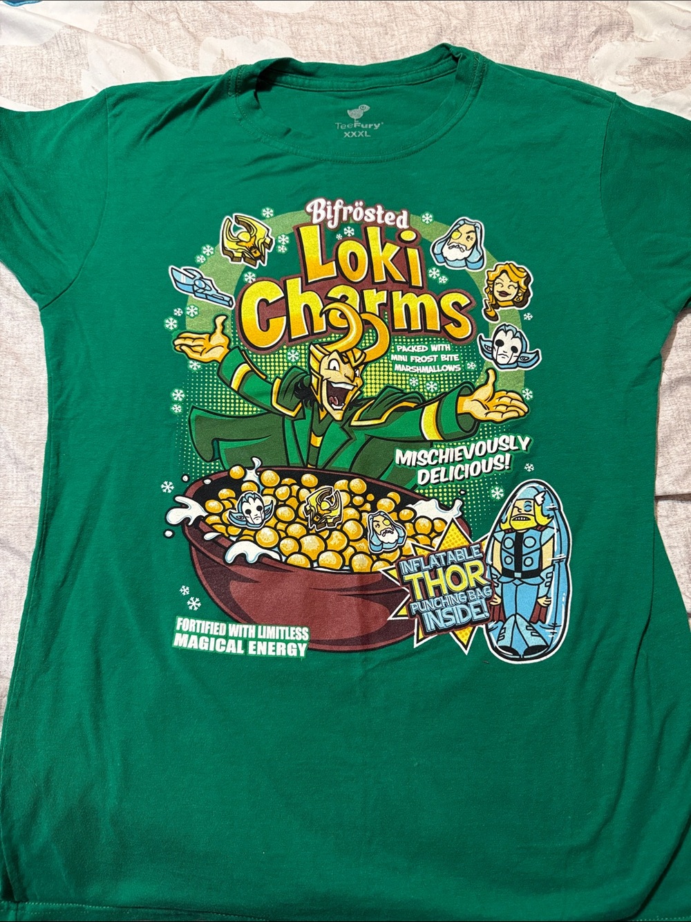 Teefury Loki Charms Graphic Tee - Green